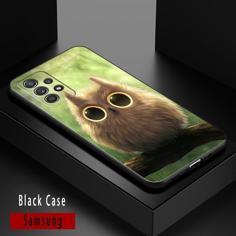 Cute Baby Owl Animal Cases For Samsung Galaxy A52 Funda Samsung A52s A54 A53 5G A72 A73 A33 A31 A32 A51 A71 A41 Soft Black Cover