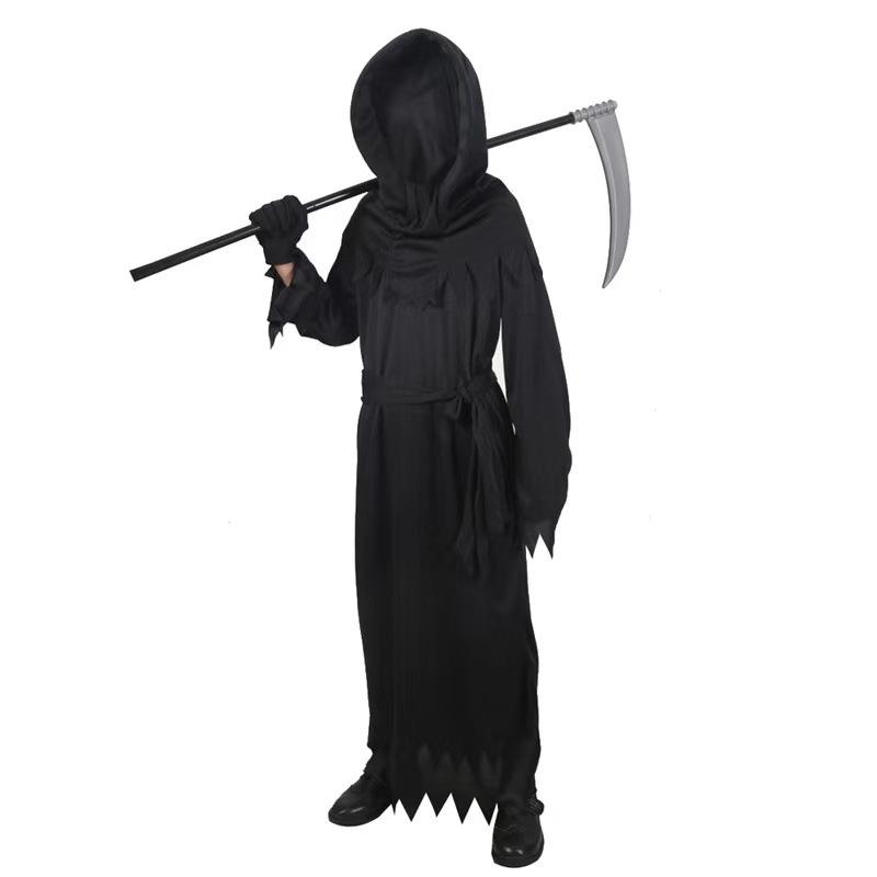 Halloween Death Cosplay Suit Death Is Here Dark Magician Show Suit Sickle Hood Cape Set
