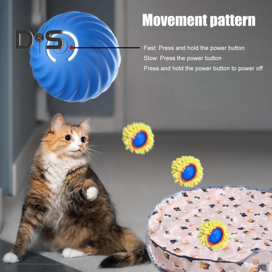 Интерактивные игрушки для кошек, живущих в помещении. Быстро катящийся мяч для игры в прятки. Мячи для кошек с 28-дюймовым игровым ковриком. Развлечения для кошек в помещении.