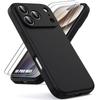 Coque Pour iPhone 18 Pro Max, Silicone Liquide Antidérapant Anti-Rayures Noir - 2 Verres Trempés
