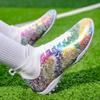 35-46 мужские/женские высокие эластичные носки футбольные бутсы резиновая мягкая подошва с короткими ногтями искусственный газон кожа молодежные детские футбольные бутсы