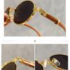 Personality Wood Grain Leg Oval Myopia Sunglasses Luxury Designer UV Resistant Street Photography Shades Glasses 0 To -4.0