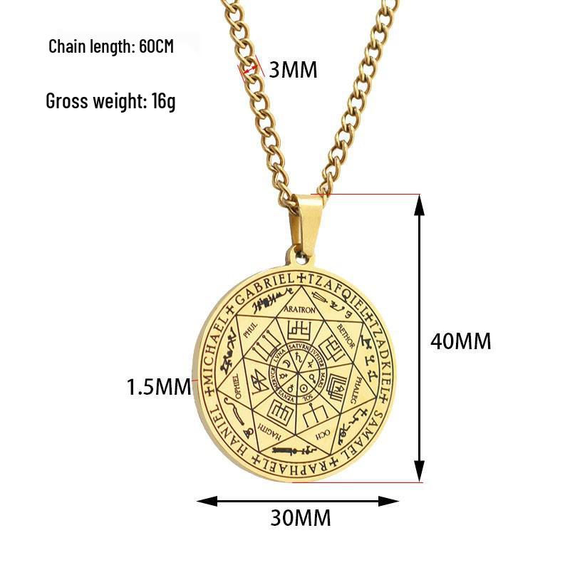 Мужское ожерелье из нержавеющей стали с подвеской в виде магического круга семи архангелов