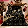 Blanket 1pc Musical Melody Black Golden 2D-Printed Flannel Throw Blanket - Soft And Cozy Suitable for Use On The Sofa While Travel
