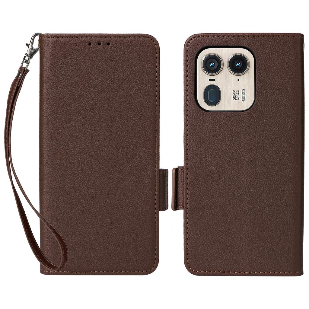 For Motorola Edge 50 Ultra 5G/Moto X50 Ultra 5G Case with Wrist Strap Litchi Texture PU Leather Wallet Phone Cover