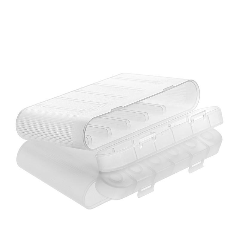 6-Cell 18650 Battery Storage Box, Transparent White