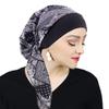Women Printed Pre -Tie Headscarf Elastic Female Turban Cancer Chemo Hat Hair Loss Cover Head Wrap Headwear Stretch Bandana