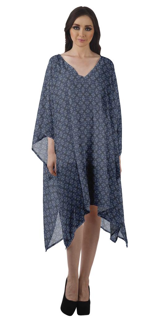 Moomaya Georgette Short Caftan Midi Dress Beach Swimwear Cover Up Womens