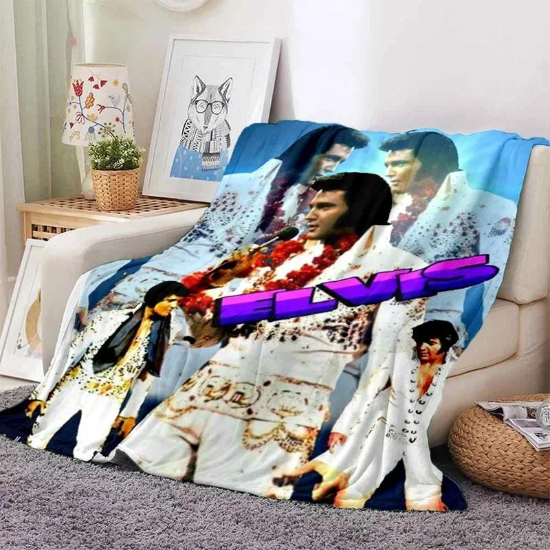 E-Elvis Presley Throw Blanket Soft Flannel Thin for Bed Sofa Cover Bedspread Home Deco Picnic Cooling Blankets for Beds Gift