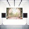 Pink Rose Balcony Tapestry, Romantic Floral Butterfly Background Cloth, Wedding Party Backdrop