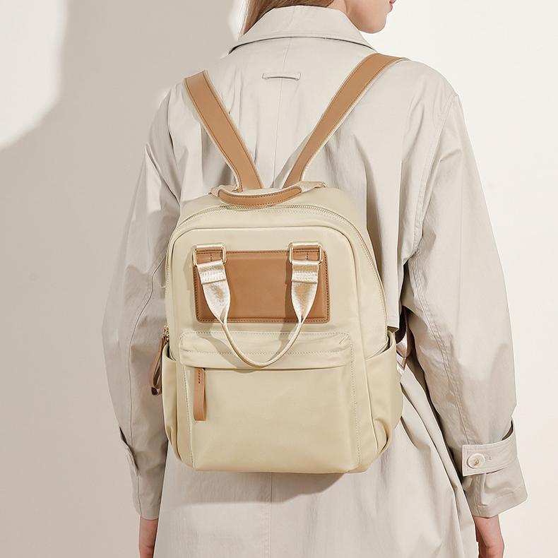 High-grade Oxford Bag with Leather Fashion Large Capacity Daily Backpack All Casual School Bag