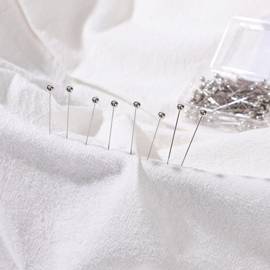 100 шт./кор., разноцветные булавки для хиджаба с круглым верхом и коробкой для хранения, дизайн с одним наконечником, фиксированное шитье