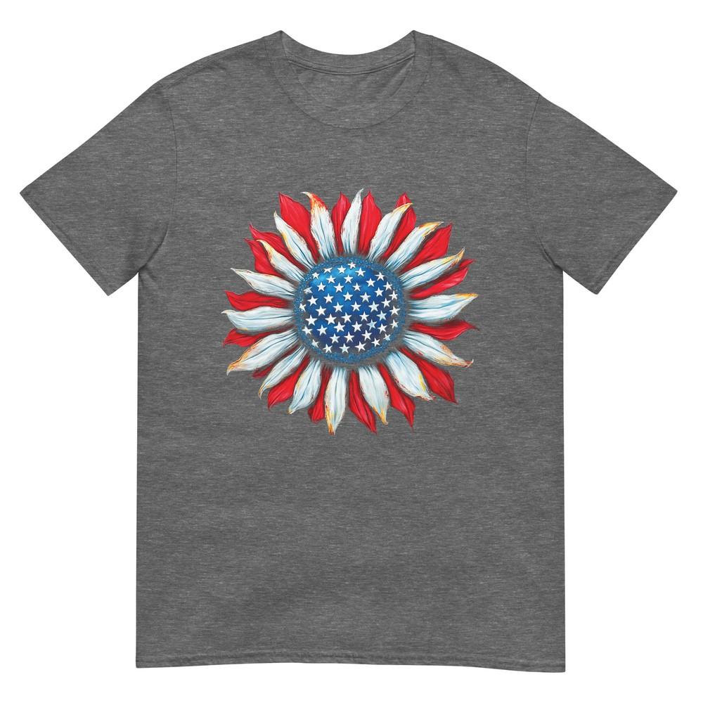 Sunflower American Flag 4th Of July Unisex Unisex Merica Usa Tshirt