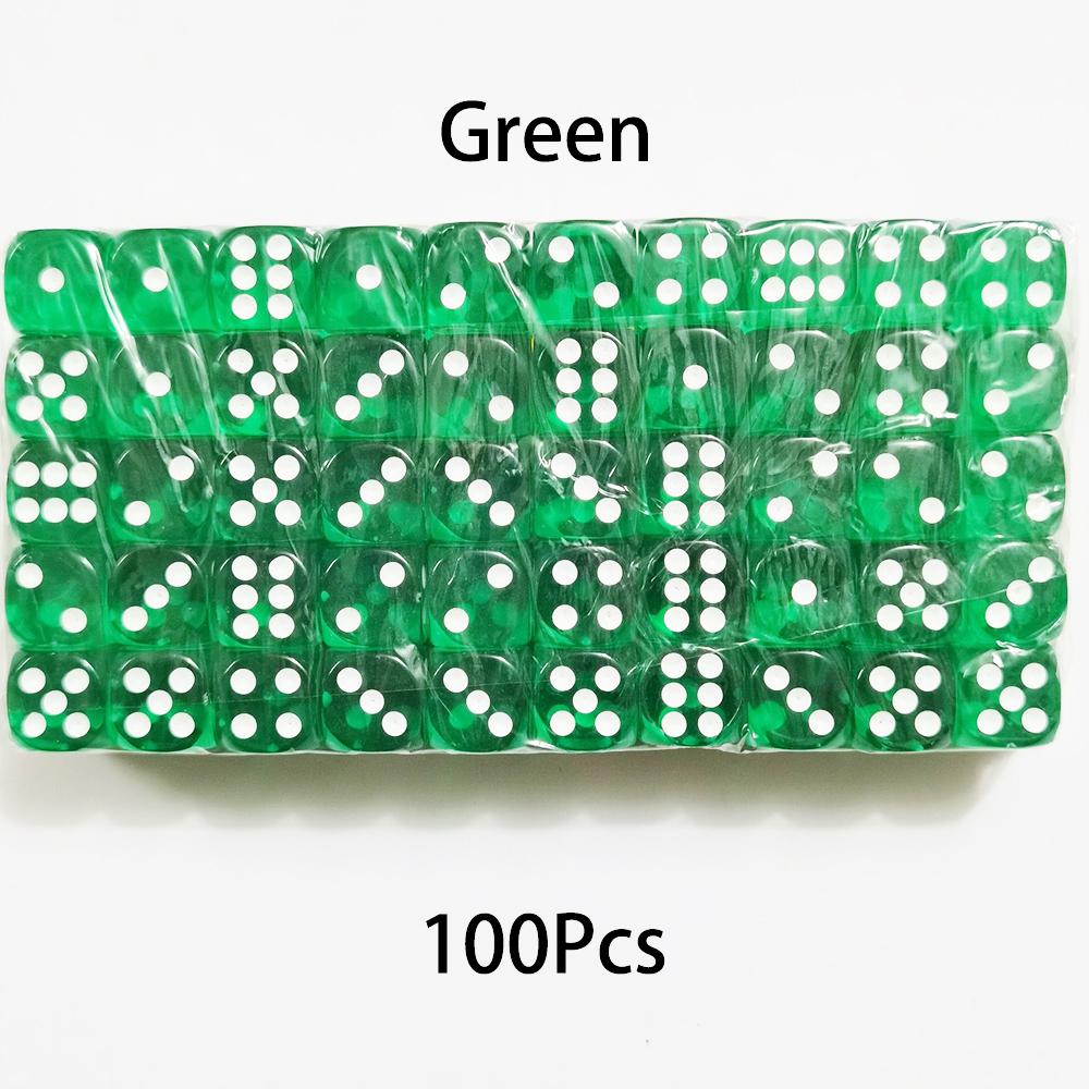 100Pcs/Set 6 Sided Dice 14Mm D6 16 Transparent Optional Color Acrylic Rounded Edges Dice For Table Board Games Party Dnd