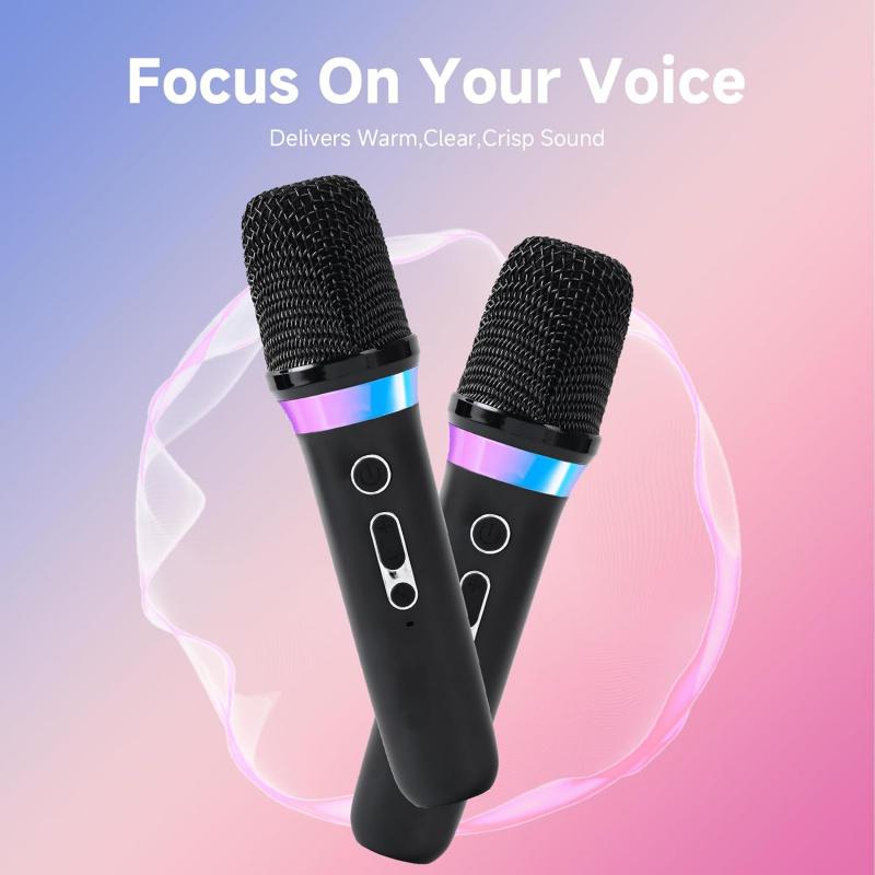 Karaoke Microphone,Dual Handheld Rechargeable Mic with 3.5mm Aux in and Out Receiver,Volume Control Karaoke Microphone for Singing, Speech, Home