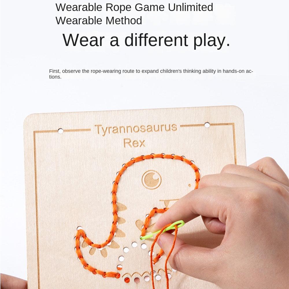 Reusable Threading Painting Toys Colorful Sensory Thread Toy Gifts Threading Board Puzzle Games