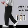 VANCL Men's Pants, Spring And Autumn Loose Comfortable Casual Trousers, Large Size Heavy Cotton Straight-Leg Pants, Black, Size L