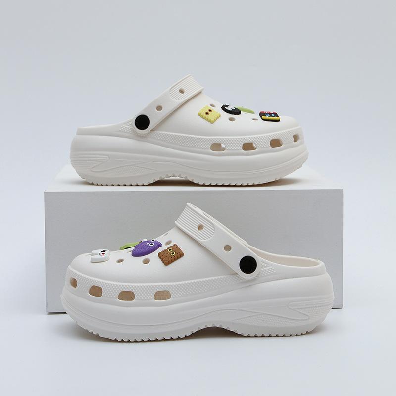 Женские сандалии на толстой подошве с отверстиями, новинка лета, увеличивающие рост, пляжные, для моря, сумка-голова, полушлепанцы женские