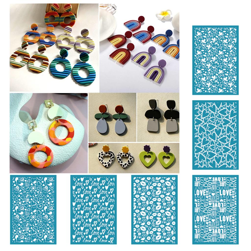 Silk Screen Stencils for Clay Valentines Day Heart Silkscreen Print for DIY Printing On Clay and Earrings Jewelry Clay