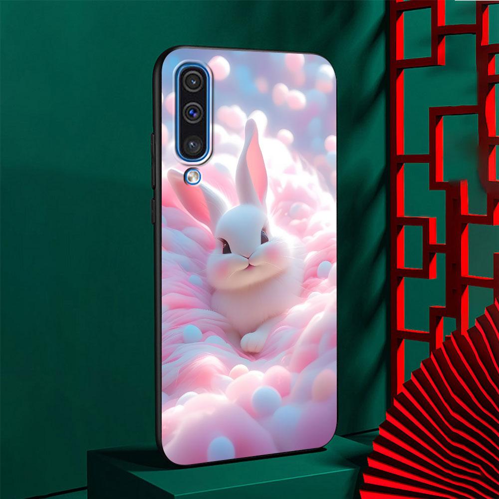 A Cute Rabbit With A Purple Hat Case for Samsung Galaxy A10s A50 A50s A02s A03s A20 A30 A20e A70 A70s A20s A30s A10 Black Cover