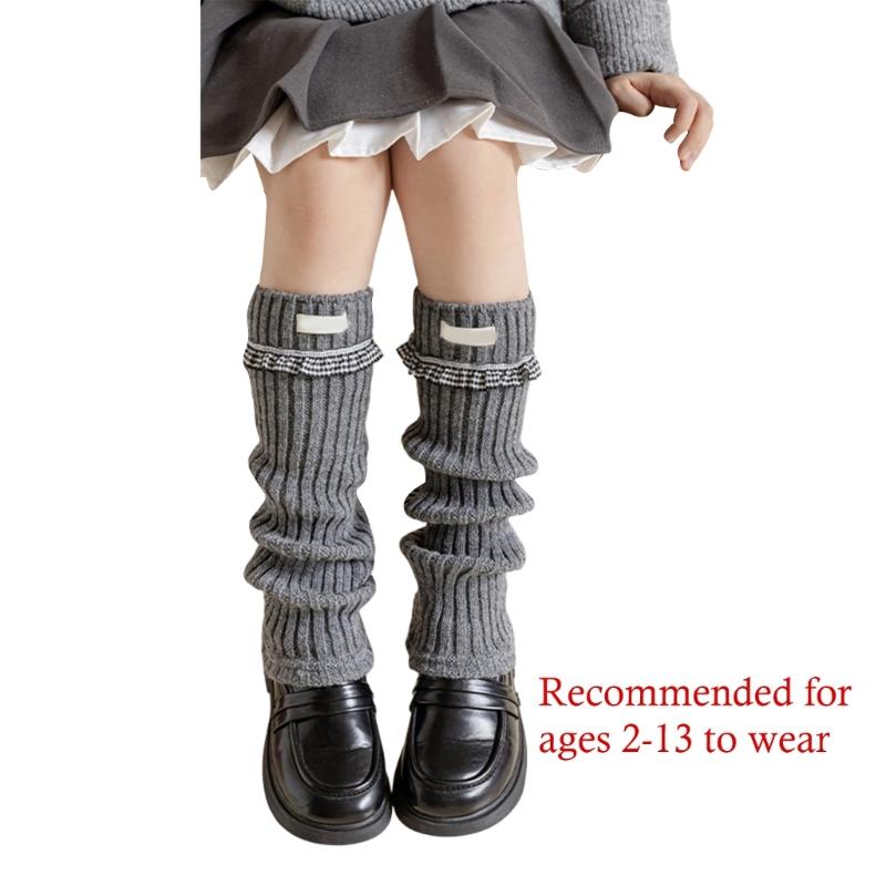 Эластичные Штанины в Милом Стиле Теплые Носки Длиной до Икры Для Девочек Складчатый Дизайн Модные Зимние Аксессуары
