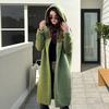 Women Knitting Cardigan Hooded Long Sleeve Solid Color Casual Top Loose Fit Single Breasted Sweater Coat