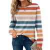 Женский полосатый топ с круглым вырезом, длинным рукавом, свободного кроя, в стиле кэжуал