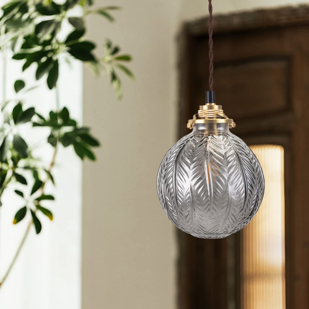 Cerdeco Unique Tree Leaf Pattern Glass Pendant Retro Smoke Cute Interior Ceiling Cafe Hook Ceiling Shade Ceiling Cover Not Included Light, Style,