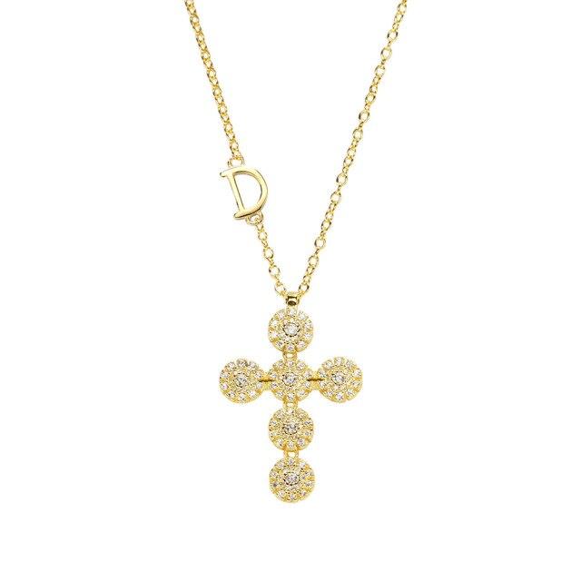 Slovecabin 925 пробы стерлингового серебра длинная цепь D-образный крест цветы кулон ожерелье с прозрачным фианитом корейские женские роскошные ювелирные изделия бренда