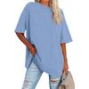 Womens' Fashionable And Casual Solid-color Basic Round-neck Short-sleeved Top