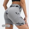 Women's Tie-Dye High Waist Peach Yoga Shorts - Hip Lifting Sport Running Fitness Pants