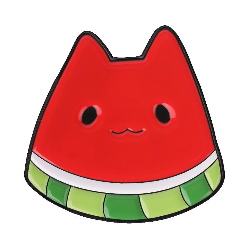 Fruit Cat Badges Cartoon Pear Lemon Watermelon Kitten Enamel Pin Funny Backpack Brooch Kawaii Animal Accessories