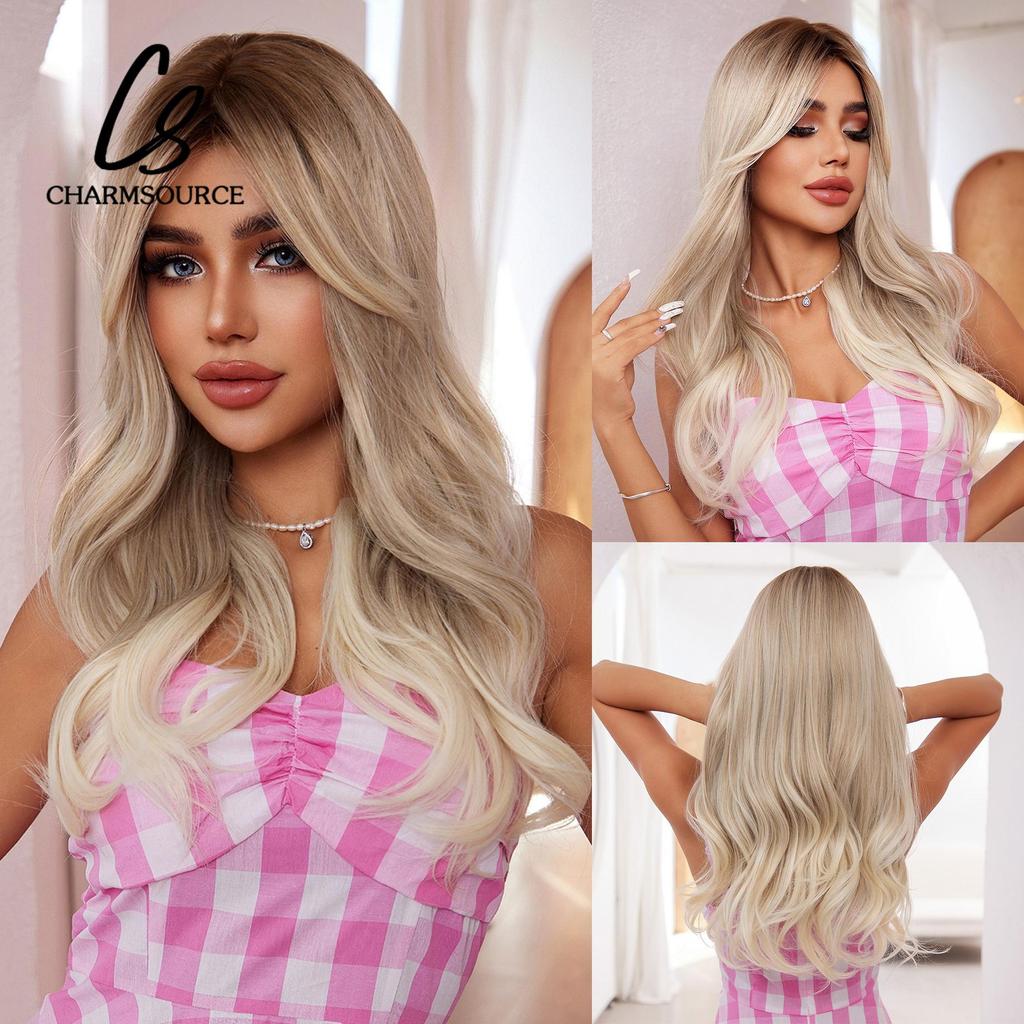 ALAN EATON Длинный волнистый парик Светло-русый с длинной челкой Синтетические парики для женщин Косплей Одежда для вечеринок Жаростойкие