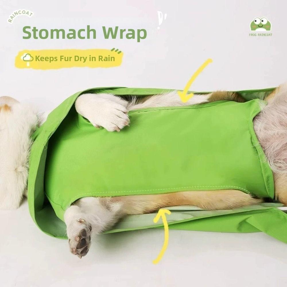 Dirt-Resistant Pet Rain Cloak Hooded Design Frog Pet Poncho Green Dog Rain Jumpsuit  Small Dogs