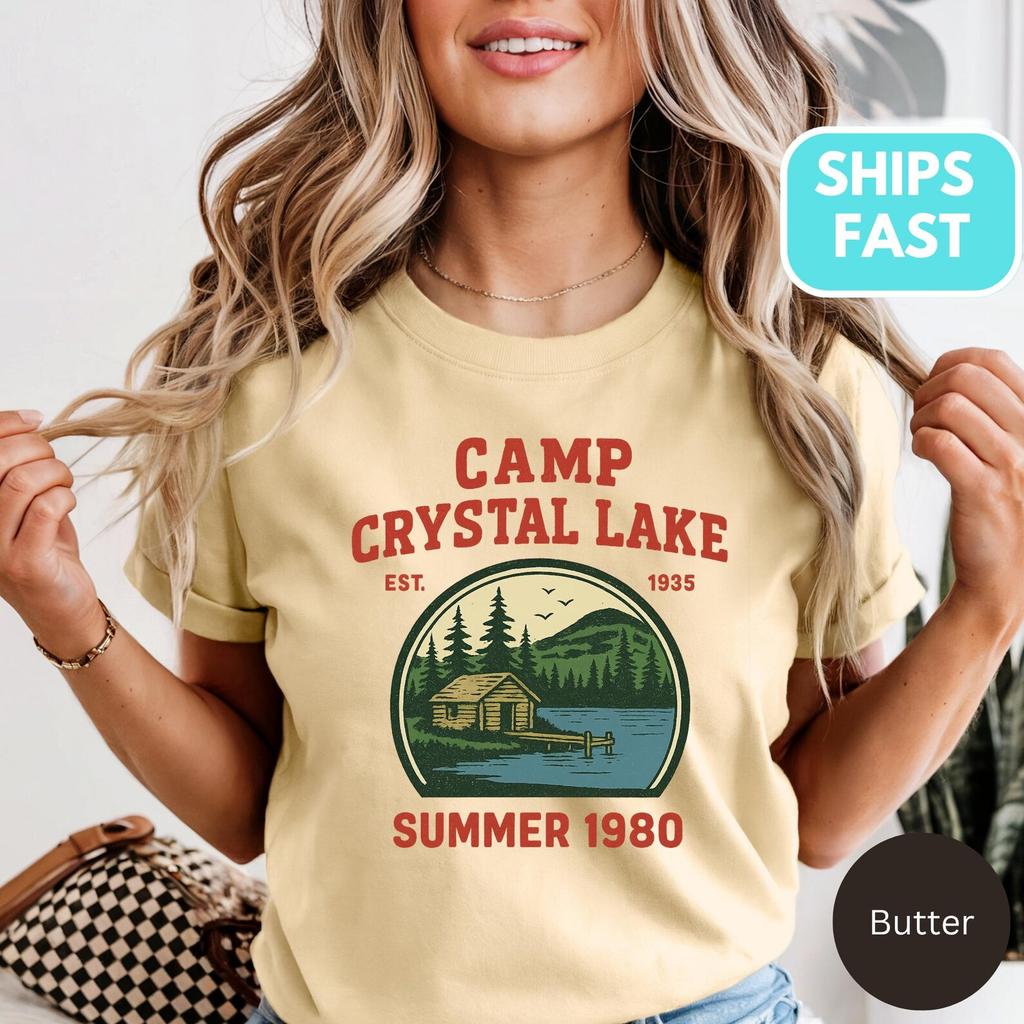Camp Crystal Lake Comfort Colors Shirt and kids T-Shirt: 80s Horror Movie Tee
