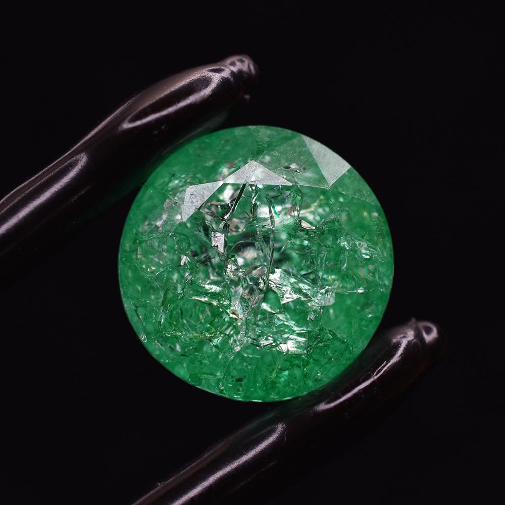 24.85 Ct Round Cut Natural Certified Green Emerald Loose Gemstone