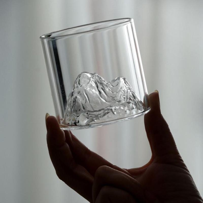 Набор из 2 шт. 170 мл Прозрачный стакан для виски в виде горы Фудзи, чашка для виски, пива, водки, чая, спиртных напитков, креативная живописная кружка, посуда для напитков