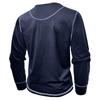 Men's Long Sleeve Shirt Men's Round Neck Button T-Shirt Color Block Top