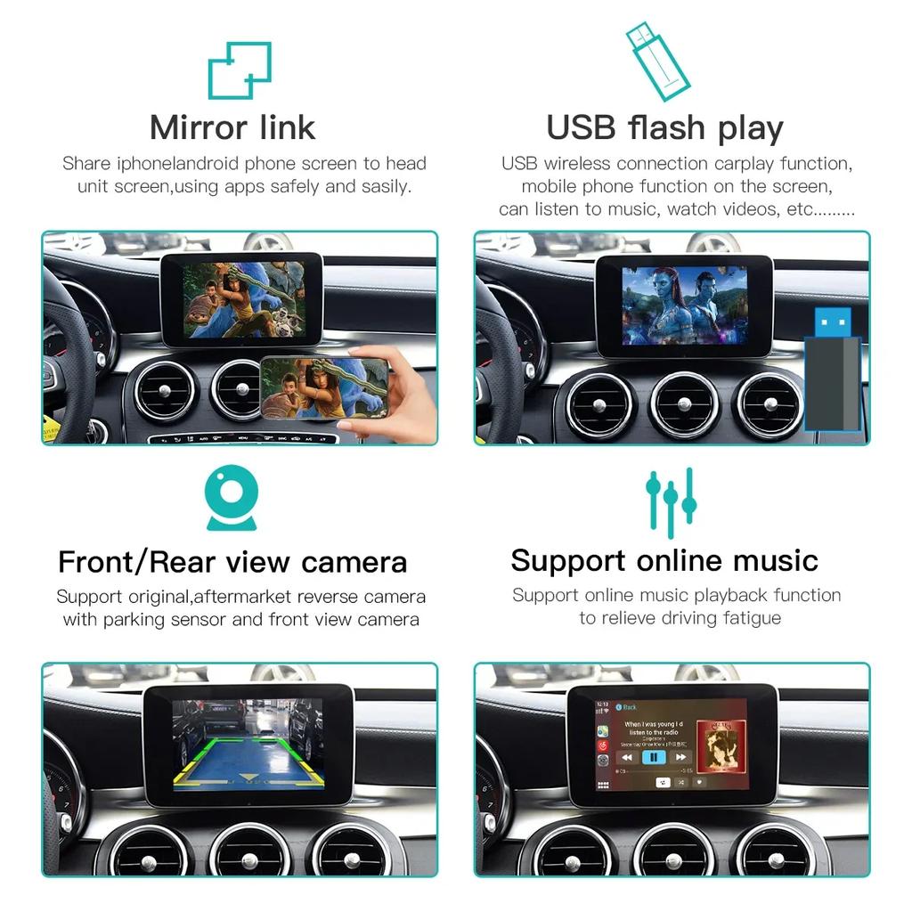 AUTOABC Wireless CarPlay Android Auto для Mercedes Benz ABCE Class GLA CLA CLE W205 W176 C117 W246 W167 NTG5.0 Mirror Link