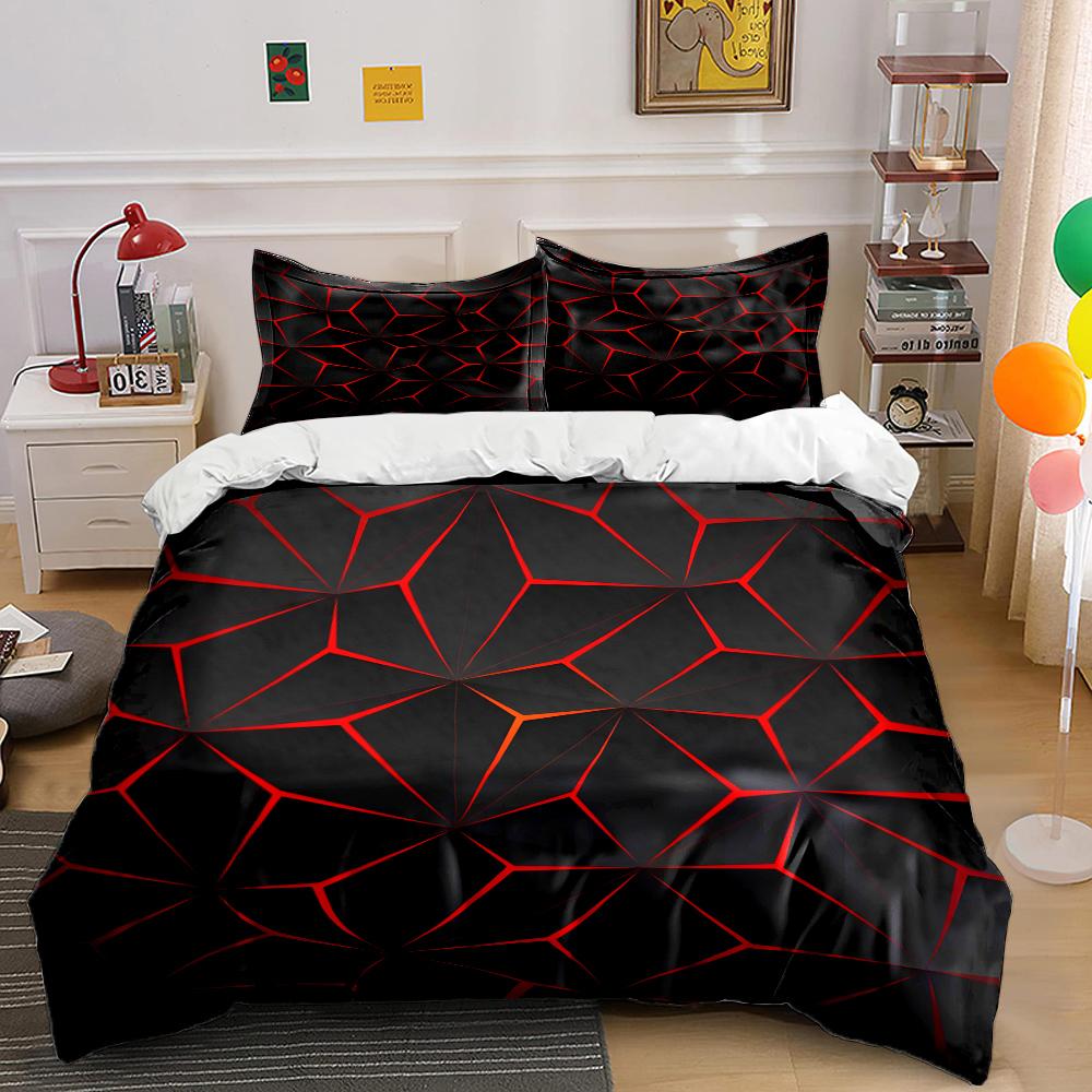 Dark tech-style geometric patterns Bedding Set for Kids Luxury Gift 3pcs Digital Print Comforter Set Soft Comfortable Breathable