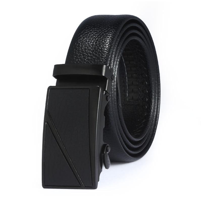 Мужской кожаный ремень с автоматической пряжкой - деловой, повседневный и прочный вариант для подарка