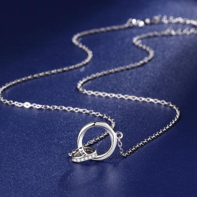 Кольцо Love Mobius, колье для женщин, модное, легкое, роскошное, высококачественное, дизайн, двойное кольцо, цепочка на ключицу