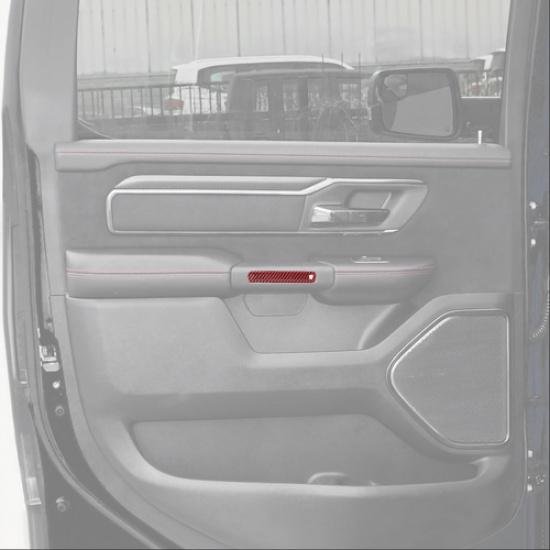 4P Inner Door Handles Decor Cover Trim For Dodge Ram 1500 19-26 Red Carbon Fiber