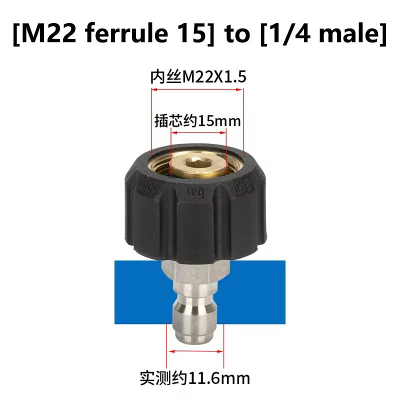 Pressure Washer Quick Connect Adapter M22 Ferrule to 1/4 and 3/8 Brass Twist Coupler Replacement Fittings for Gun and Hose