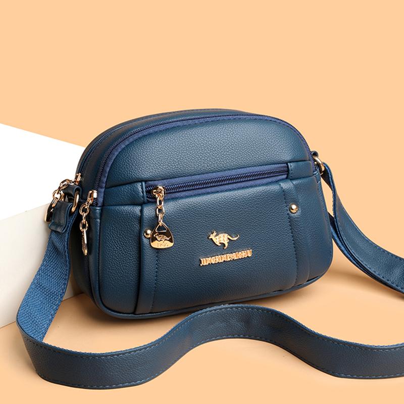 Женская сумка Мягкая кожаная сумка через плечо Однотонная сумка через плечо Большая вместимость Маленькая квадратная сумка