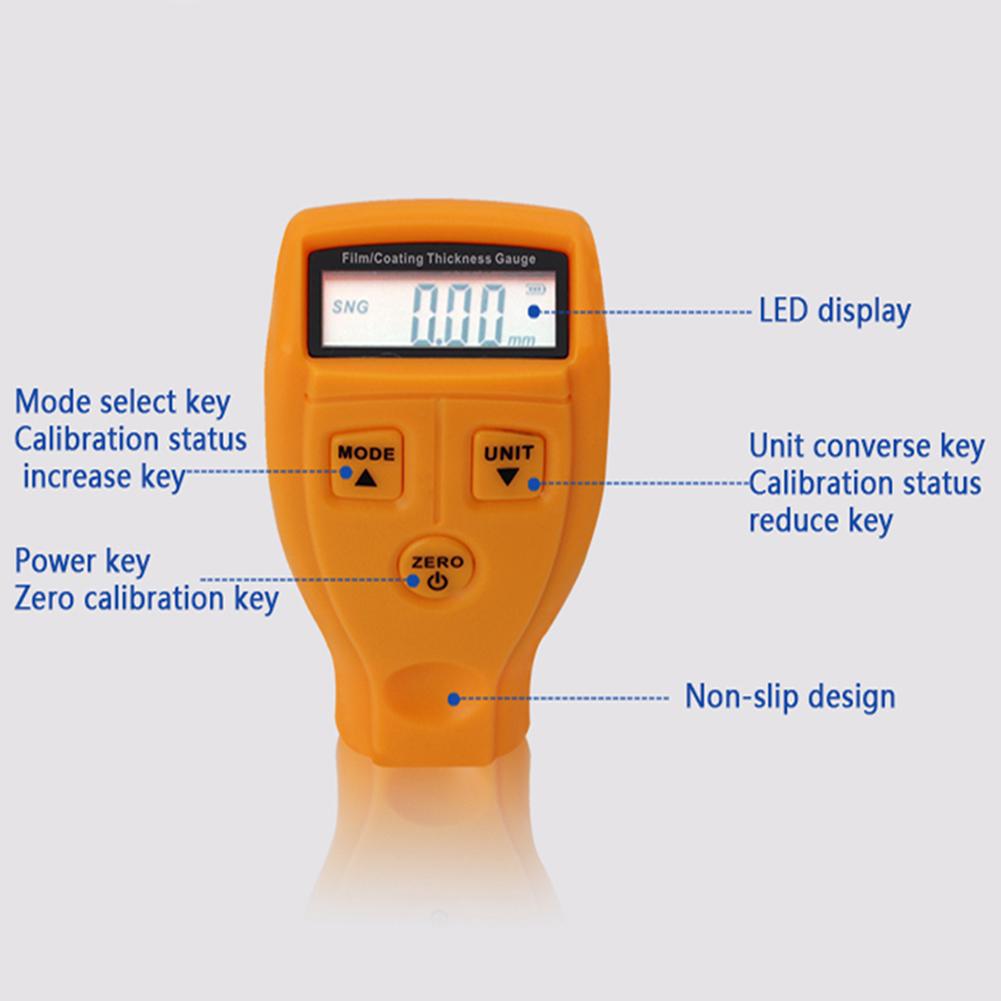 GM200 Automotive Painting Thickness Tester Digital Lcd Display Auto Film Coating Thickness Gauge Meter