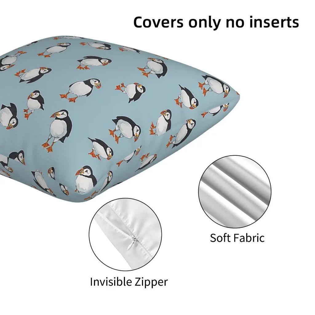 Perfectly Perfect Puffins 2 Pcs Square Pillowcase Pillow Cover Cushion Decor Comfort Throw Pillow For Home Living Room