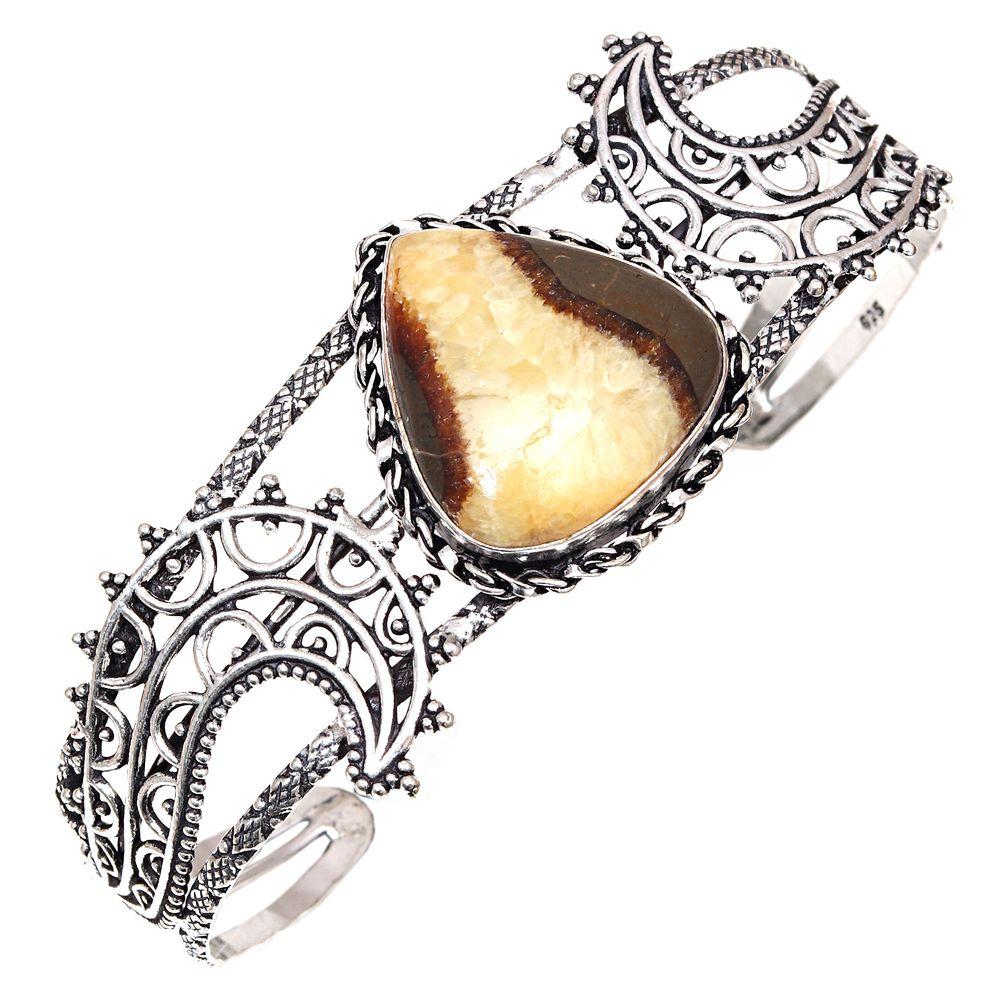 Septerian Jasper Gemstone Handmade Jewelry Cuff Bracelets 7''Adjustable