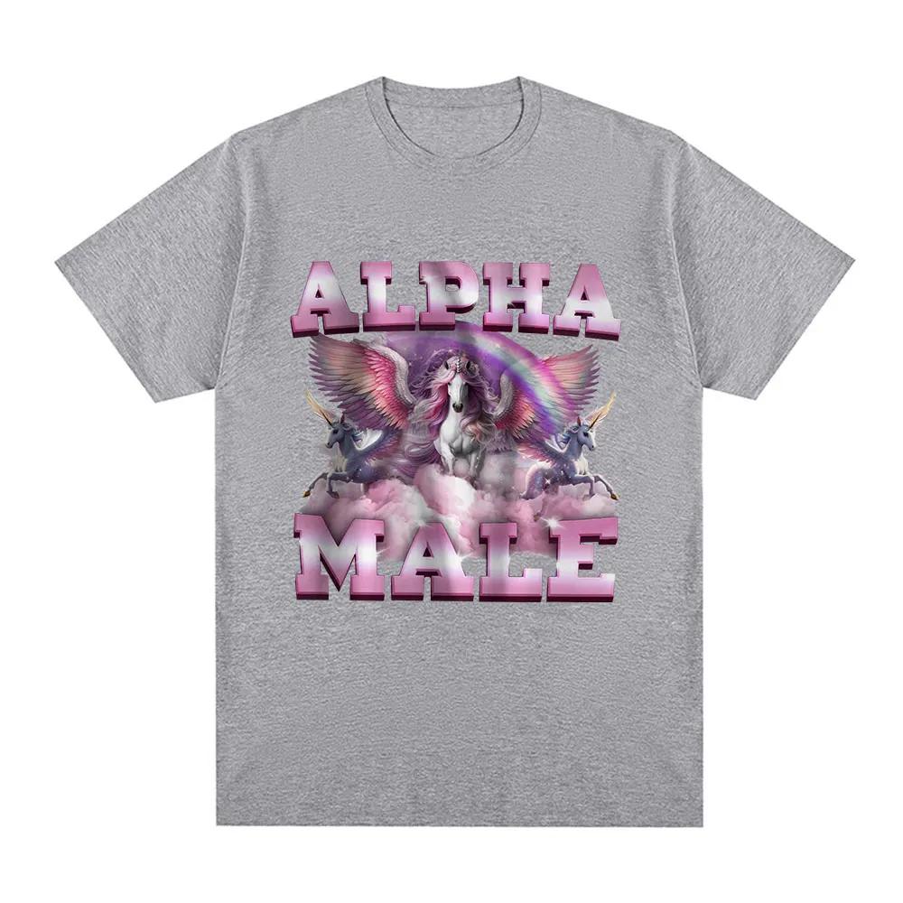 Alpha Male Funny Unicorn Graphic T-shirt Men's Women clothing Fashion Short Sleeve T-shirts 100% Cotton Casual Oversized T shirt