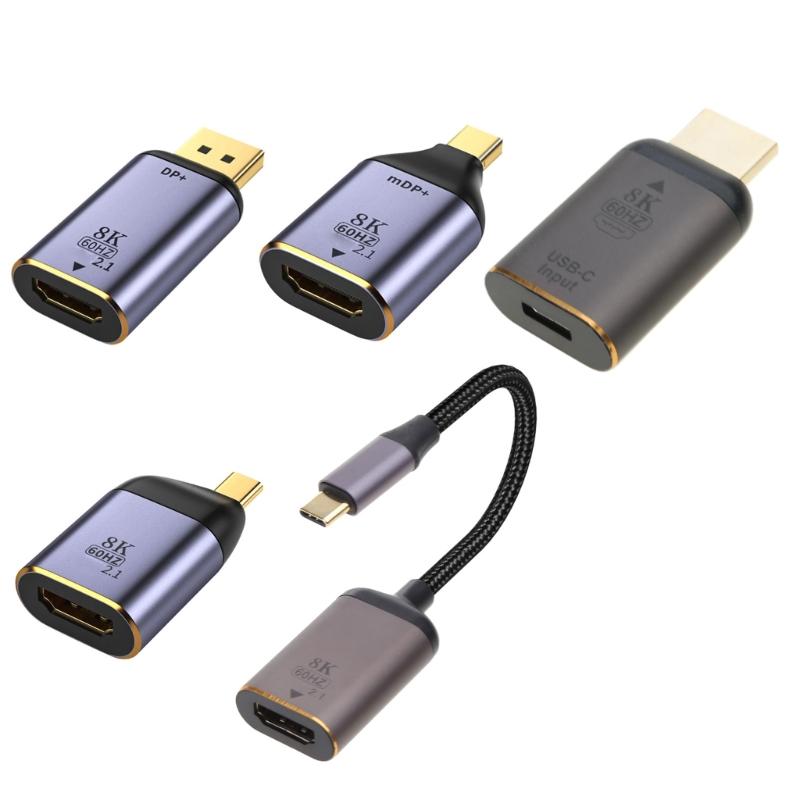 Адаптер типа C 8K 60 Гц USB C/DP/Mini DP в HDMI-совместимый преобразователь для ПК, компьютера, ТВ-дисплея, телефонного кабеля